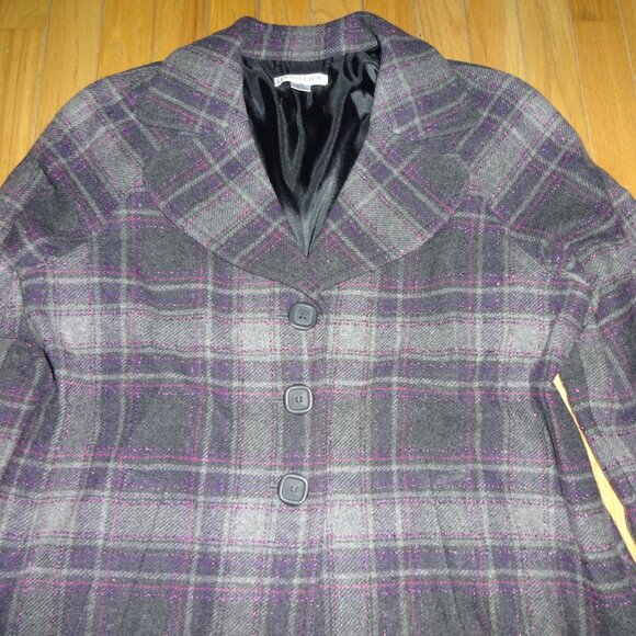 Pendleton Women's Wool 3-Button Peacoat Gray Purple Plaid - Size 18 - Picture 4 of 5